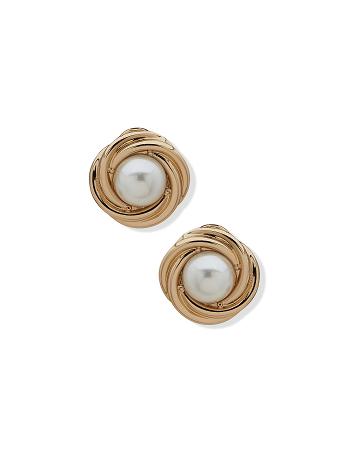 Anne Klein Knot Button Klem oorbellen Goud | LNLSX25811