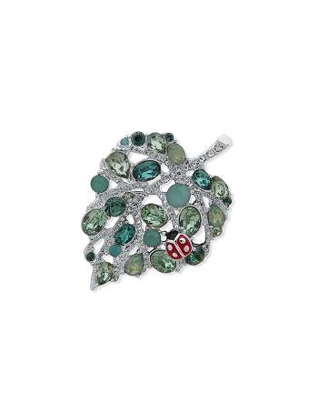 Anne Klein Ladybug On a Leaf in Gift Box Broches Zilver | MNLFT43492